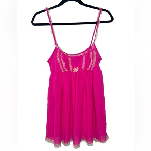 Vintage Victoria’s Secret Babydoll Dress Small Pink Lace Silver Label - Picture 1 of 6